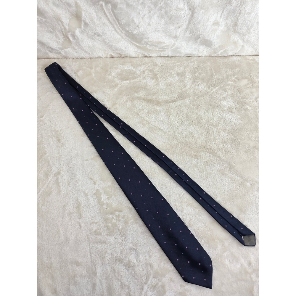 Adolfo Mens Navy Blue Geometric Diamond Pattern Polyester Necktie Made in USA